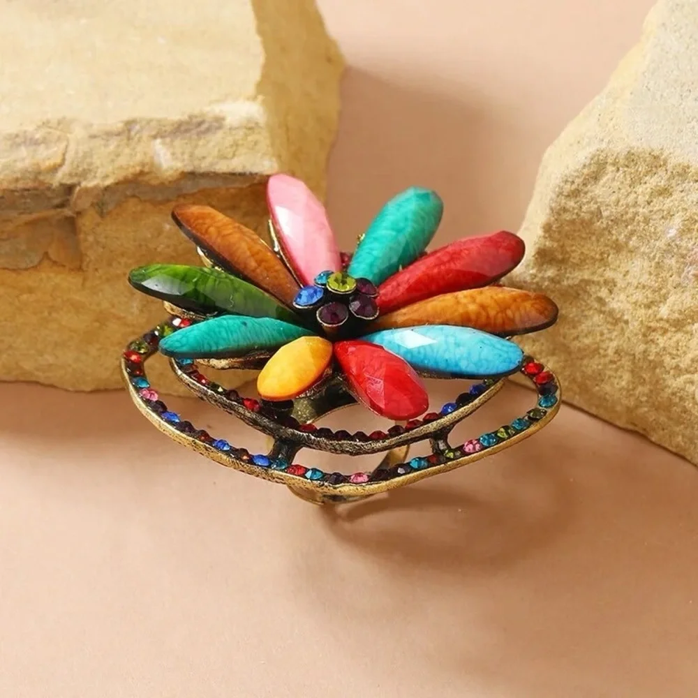 Huge Multicolored Flower Statement Ring